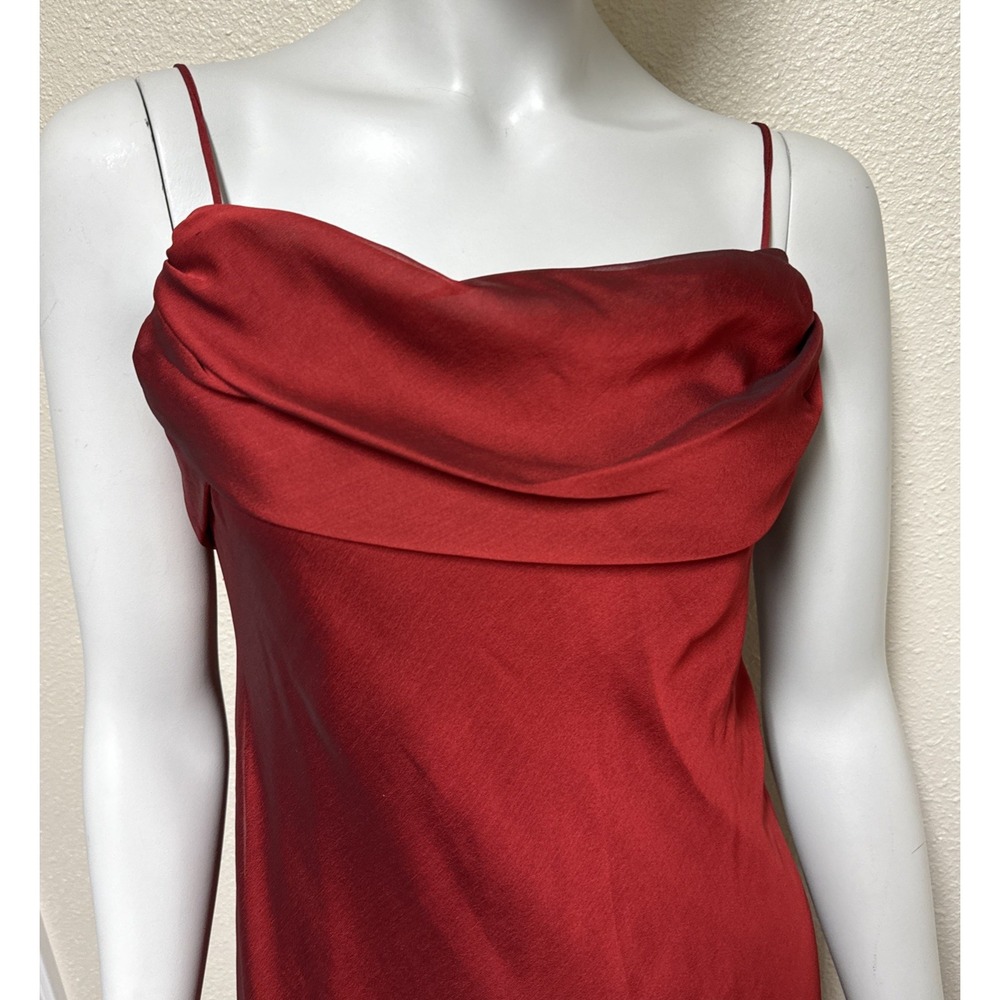 Vtg Y2K Red Slip Dress Ruched  Vamp‎ Romantic Goth 90s Whimsigoth SMALL Flaws - Picture 3 of 13